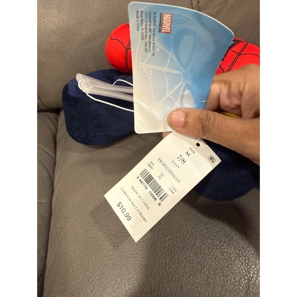 Marvel Spider-Man Homecoming Toddler Slippers Navy Red Size M 7/8 NWT